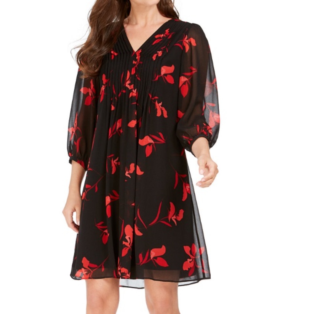 Calvin Klein black and red floral dress